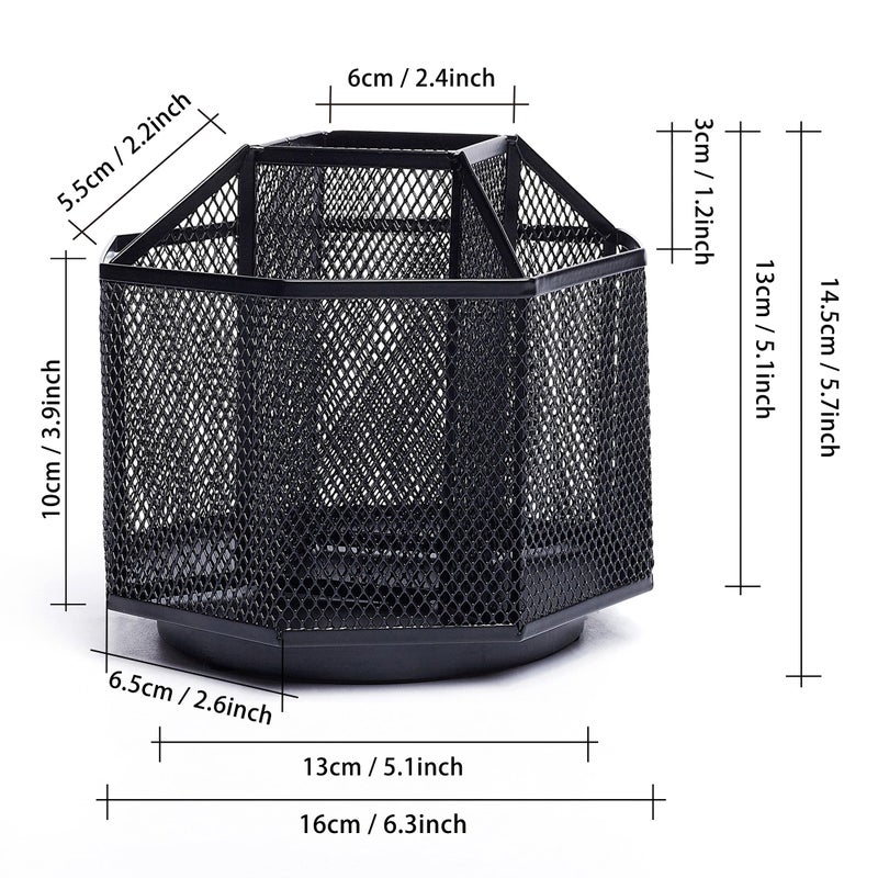 Exerz Desk Organiser/Mesh Desk Tidy Candy/Pen Holder/Multifunctional Organiser 360 Rotating - Image 4